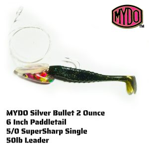 MYDO Silver Bullet Baitswimmer 2 Ounces with 6-inch Paddletail